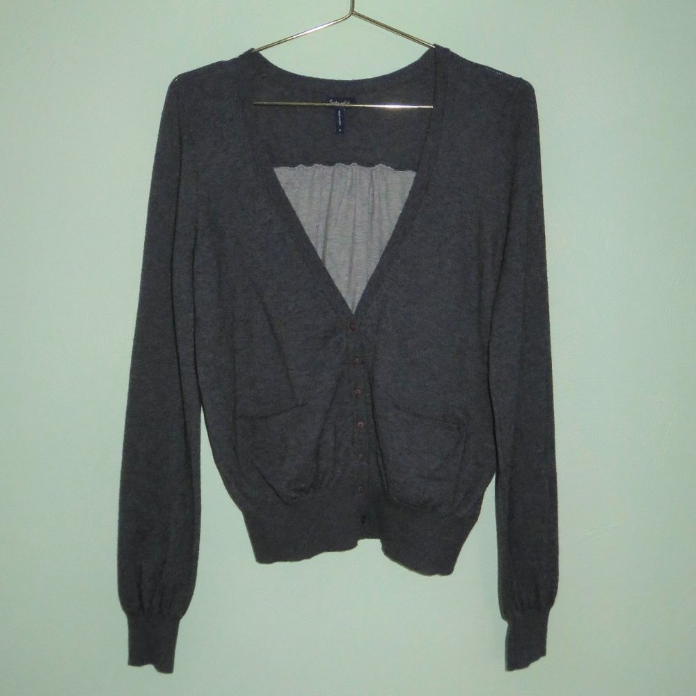 Splendid Gray Colorblock Cashmere Blend Cardigan M